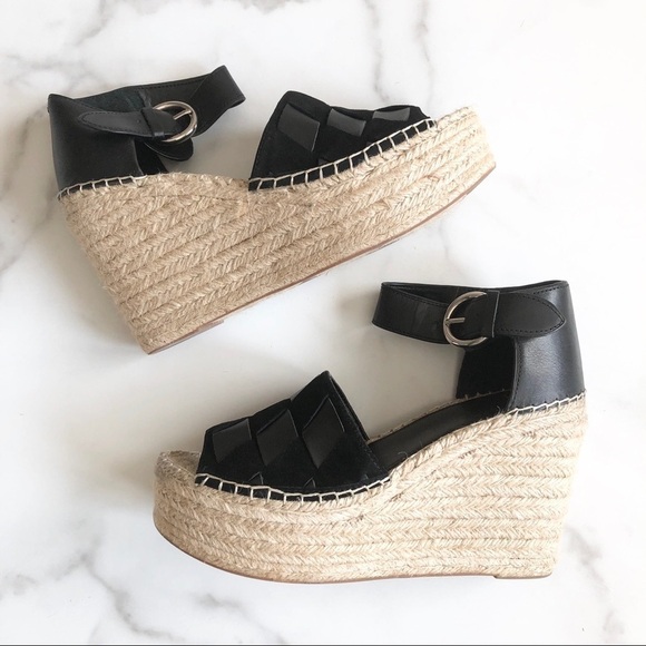 Adalla Platform Espadrille Wedge Sandal Black 10 - Picture 1 of 16